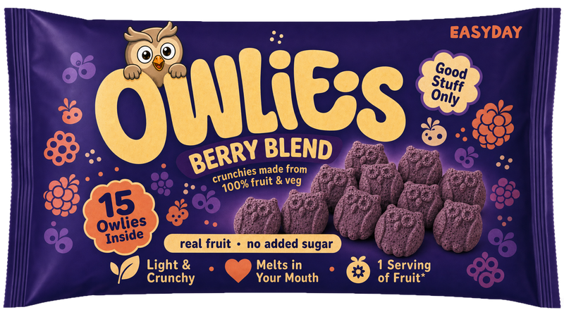 Owlies Berry Blend crunchies bag